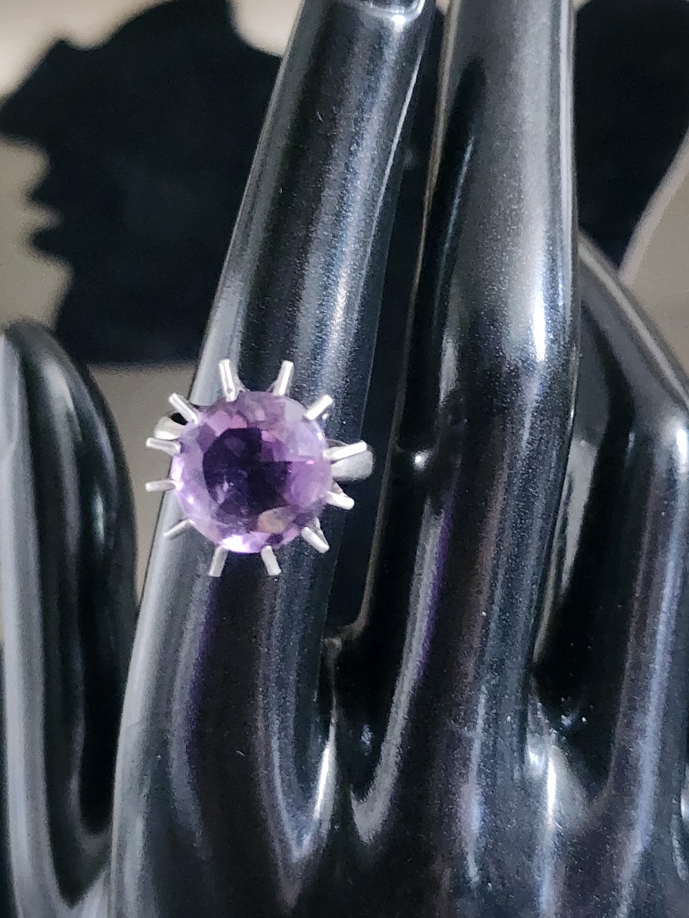 Vintage Taxco Mexico 925 Sterling Silver Amethyst Statement Ring Sz 6.5 Signed - Picture 5 of 8
